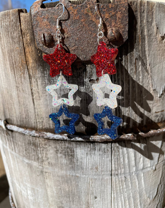 4th of July Layered Star Earrings