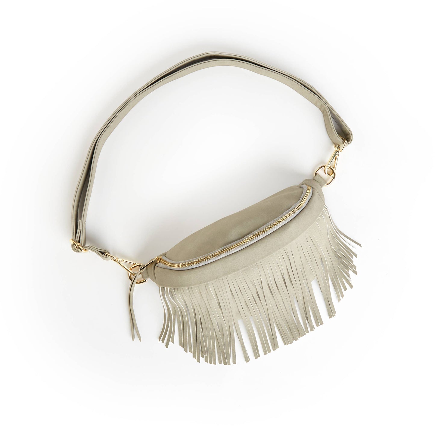 Grey Suede Bum Bag with REMOVABLE Fringe